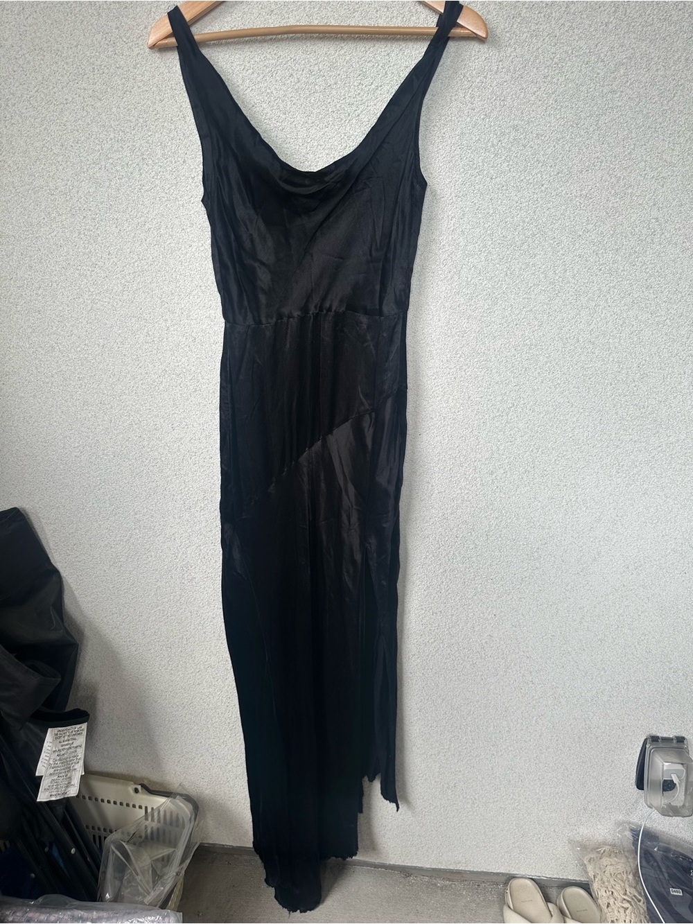 BEC + BRIDGE Black Asymmetric Cowl Neck Maxi Slip Dress, Size US 4, AUS 8